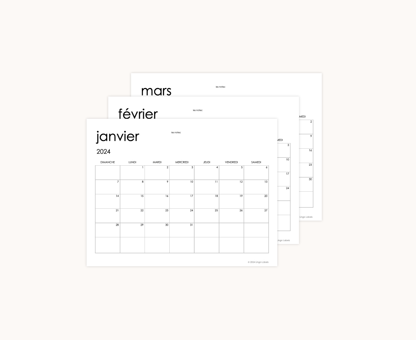 2025 Basic Calendar 8.5"x11"